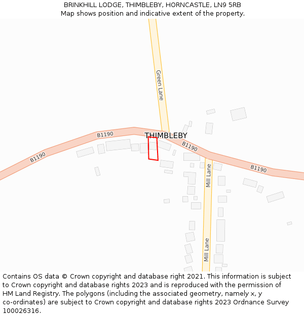 BRINKHILL LODGE, THIMBLEBY, HORNCASTLE, LN9 5RB: Location map and indicative extent of plot