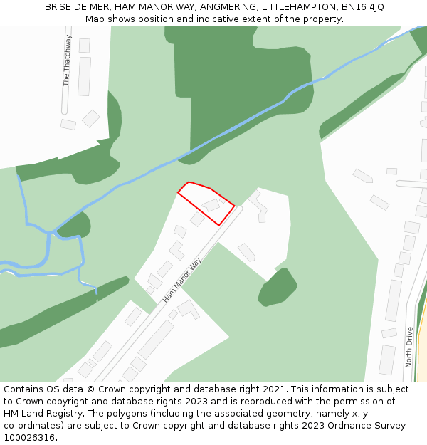BRISE DE MER, HAM MANOR WAY, ANGMERING, LITTLEHAMPTON, BN16 4JQ: Location map and indicative extent of plot