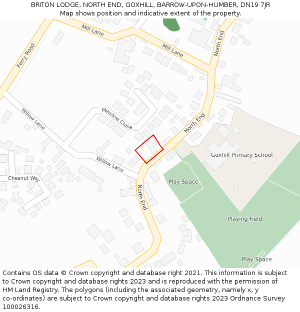 BRITON LODGE, NORTH END, GOXHILL, BARROW-UPON-HUMBER, DN19 7JR: Location map and indicative extent of plot