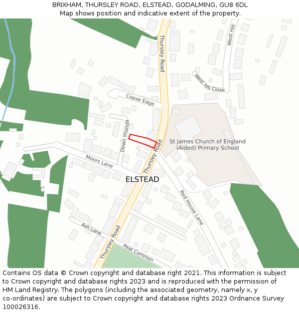 BRIXHAM, THURSLEY ROAD, ELSTEAD, GODALMING, GU8 6DL: Location map and indicative extent of plot