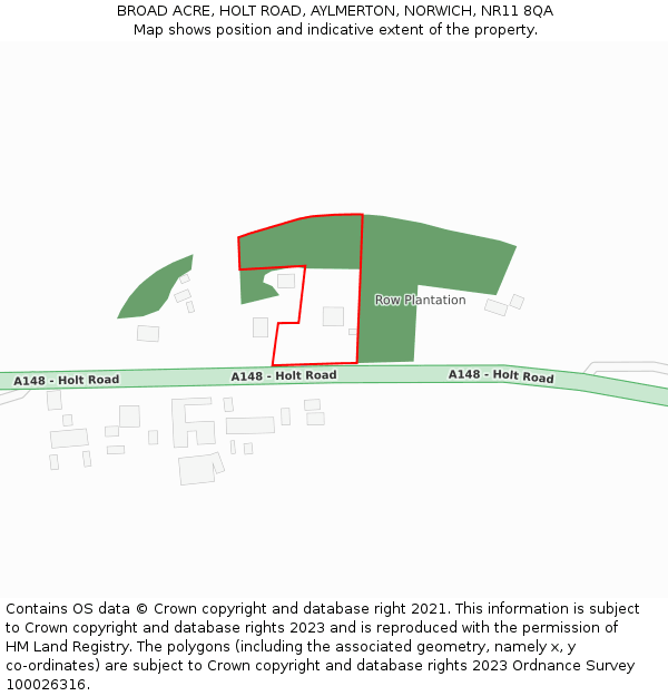 BROAD ACRE, HOLT ROAD, AYLMERTON, NORWICH, NR11 8QA: Location map and indicative extent of plot