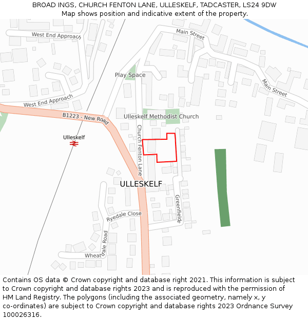 BROAD INGS, CHURCH FENTON LANE, ULLESKELF, TADCASTER, LS24 9DW: Location map and indicative extent of plot