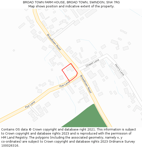 BROAD TOWN FARM HOUSE, BROAD TOWN, SWINDON, SN4 7RG: Location map and indicative extent of plot