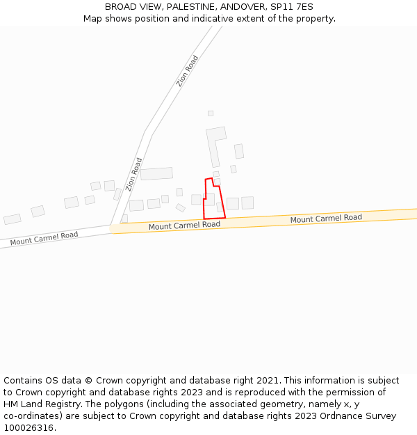 BROAD VIEW, PALESTINE, ANDOVER, SP11 7ES: Location map and indicative extent of plot