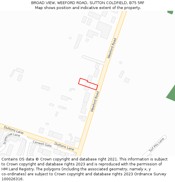 BROAD VIEW, WEEFORD ROAD, SUTTON COLDFIELD, B75 5RF: Location map and indicative extent of plot
