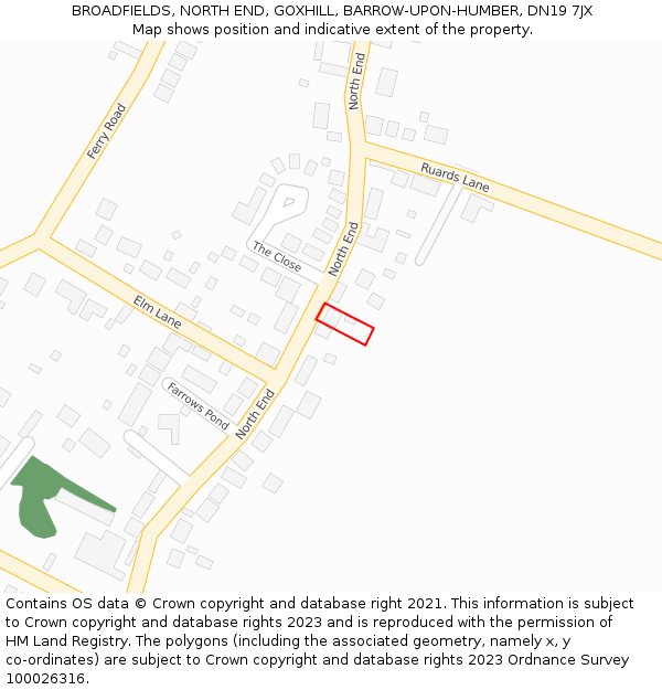 BROADFIELDS, NORTH END, GOXHILL, BARROW-UPON-HUMBER, DN19 7JX: Location map and indicative extent of plot