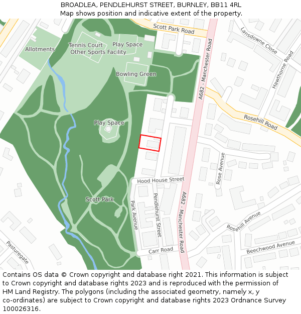 BROADLEA, PENDLEHURST STREET, BURNLEY, BB11 4RL: Location map and indicative extent of plot