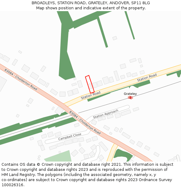 BROADLEYS, STATION ROAD, GRATELEY, ANDOVER, SP11 8LG: Location map and indicative extent of plot