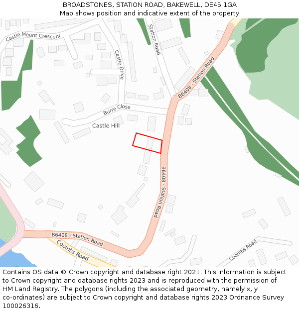 BROADSTONES, STATION ROAD, BAKEWELL, DE45 1GA: Location map and indicative extent of plot