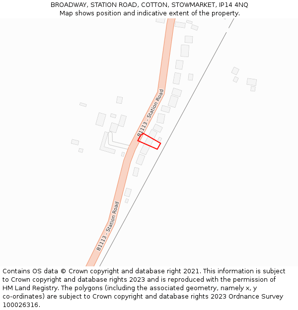 BROADWAY, STATION ROAD, COTTON, STOWMARKET, IP14 4NQ: Location map and indicative extent of plot