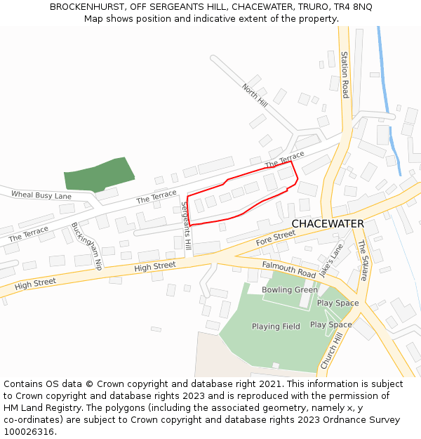 BROCKENHURST, OFF SERGEANTS HILL, CHACEWATER, TRURO, TR4 8NQ: Location map and indicative extent of plot