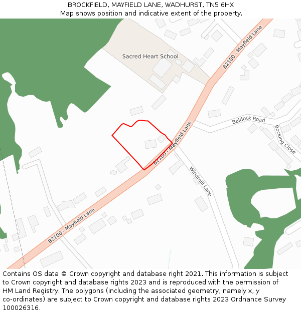 BROCKFIELD, MAYFIELD LANE, WADHURST, TN5 6HX: Location map and indicative extent of plot