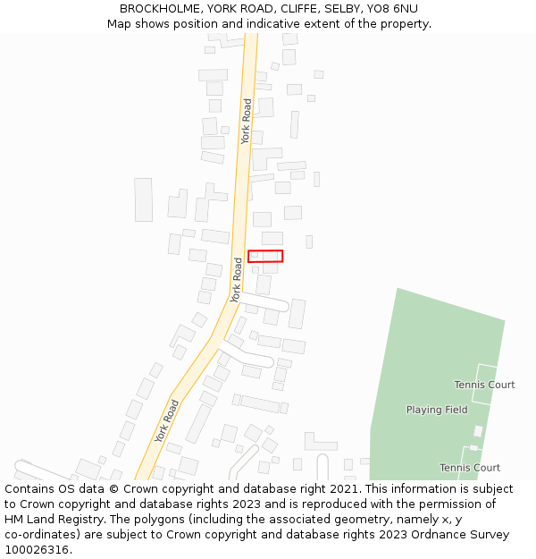 BROCKHOLME, YORK ROAD, CLIFFE, SELBY, YO8 6NU: Location map and indicative extent of plot