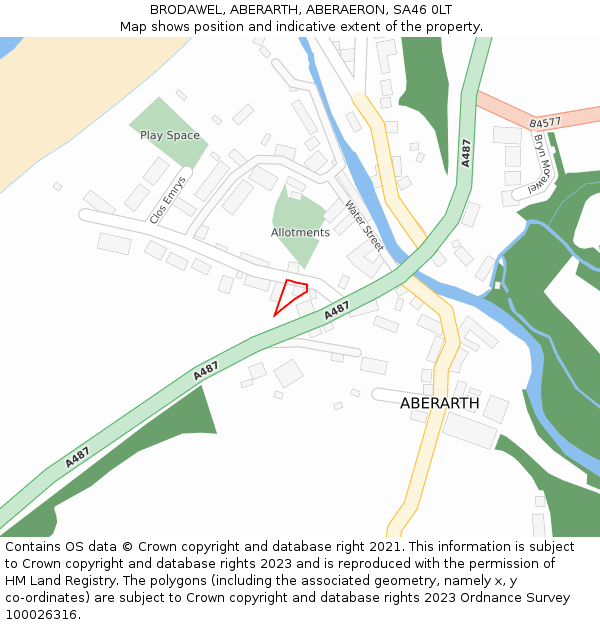 BRODAWEL, ABERARTH, ABERAERON, SA46 0LT: Location map and indicative extent of plot