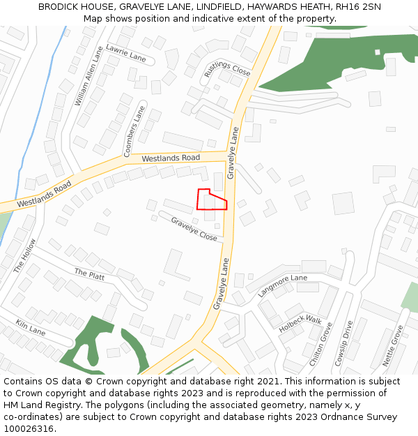 BRODICK HOUSE, GRAVELYE LANE, LINDFIELD, HAYWARDS HEATH, RH16 2SN: Location map and indicative extent of plot