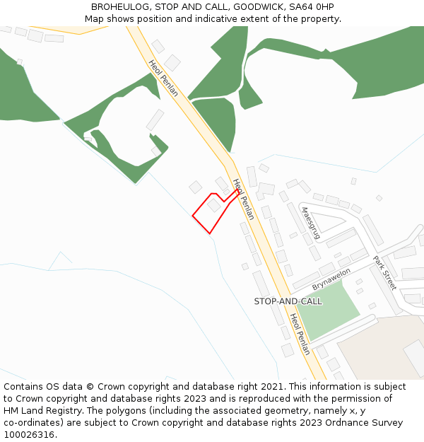 BROHEULOG, STOP AND CALL, GOODWICK, SA64 0HP: Location map and indicative extent of plot