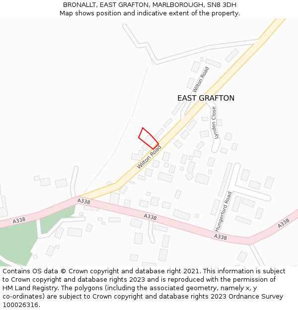 BRONALLT, EAST GRAFTON, MARLBOROUGH, SN8 3DH: Location map and indicative extent of plot