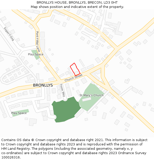 BRONLLYS HOUSE, BRONLLYS, BRECON, LD3 0HT: Location map and indicative extent of plot