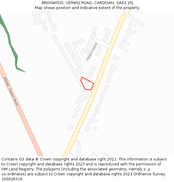 BRONWYDD, VERWIG ROAD, CARDIGAN, SA43 1PJ: Location map and indicative extent of plot
