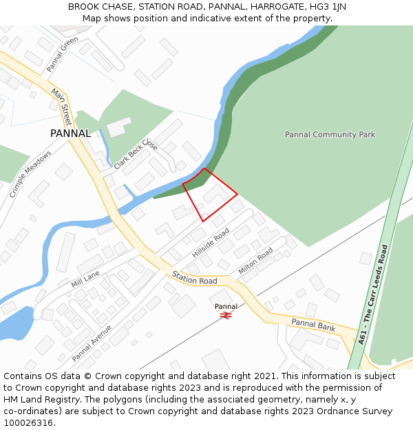 BROOK CHASE, STATION ROAD, PANNAL, HARROGATE, HG3 1JN: Location map and indicative extent of plot