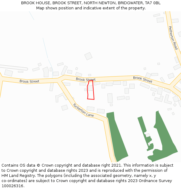 BROOK HOUSE, BROOK STREET, NORTH NEWTON, BRIDGWATER, TA7 0BL: Location map and indicative extent of plot