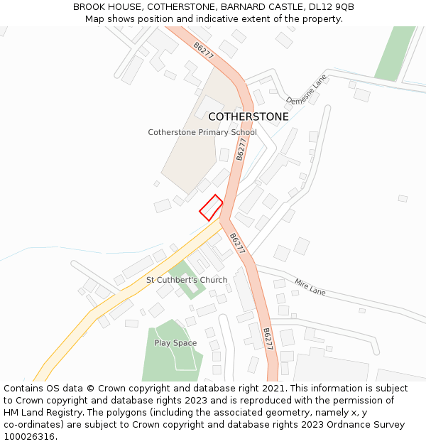 BROOK HOUSE, COTHERSTONE, BARNARD CASTLE, DL12 9QB: Location map and indicative extent of plot