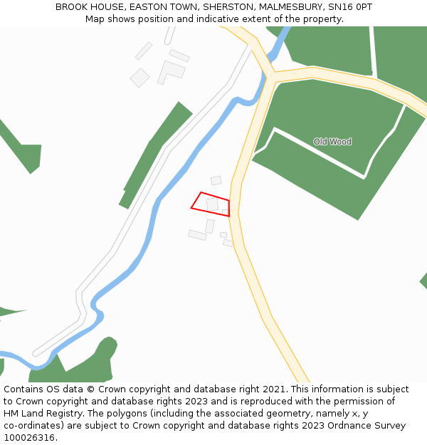 BROOK HOUSE, EASTON TOWN, SHERSTON, MALMESBURY, SN16 0PT: Location map and indicative extent of plot