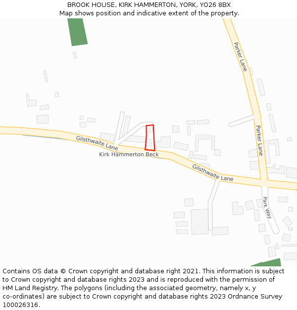 BROOK HOUSE, KIRK HAMMERTON, YORK, YO26 8BX: Location map and indicative extent of plot