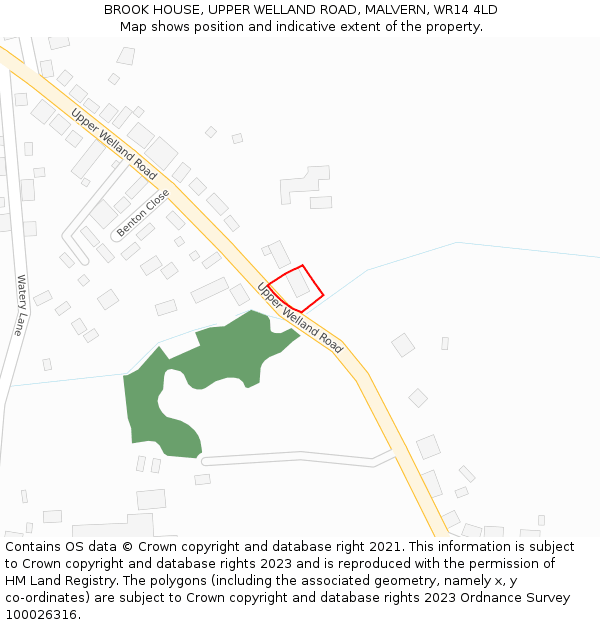 BROOK HOUSE, UPPER WELLAND ROAD, MALVERN, WR14 4LD: Location map and indicative extent of plot