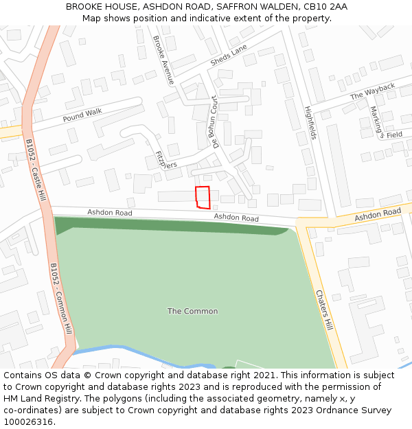 BROOKE HOUSE, ASHDON ROAD, SAFFRON WALDEN, CB10 2AA: Location map and indicative extent of plot