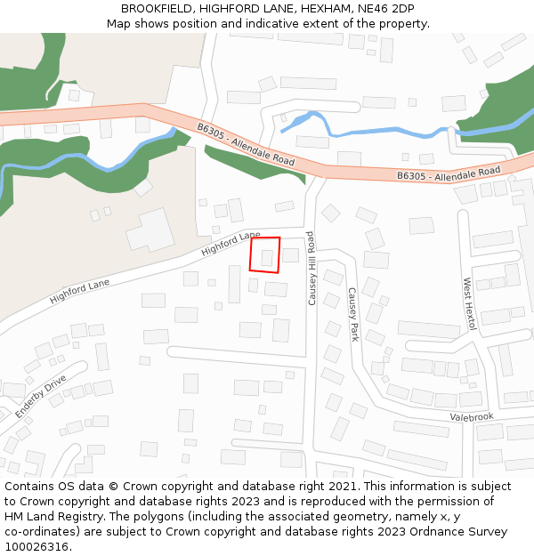 BROOKFIELD, HIGHFORD LANE, HEXHAM, NE46 2DP: Location map and indicative extent of plot