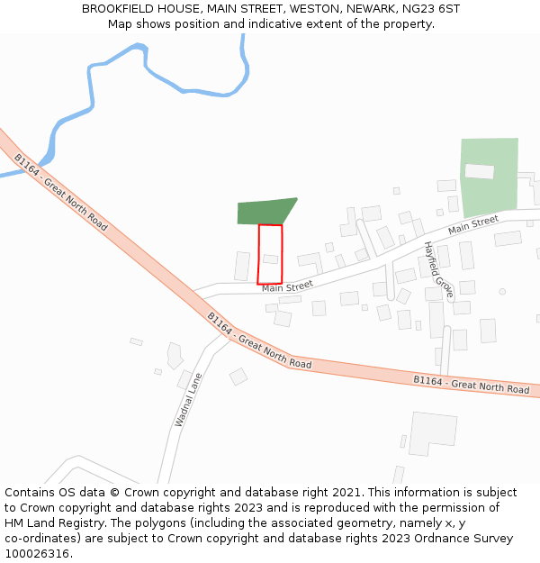 BROOKFIELD HOUSE, MAIN STREET, WESTON, NEWARK, NG23 6ST: Location map and indicative extent of plot