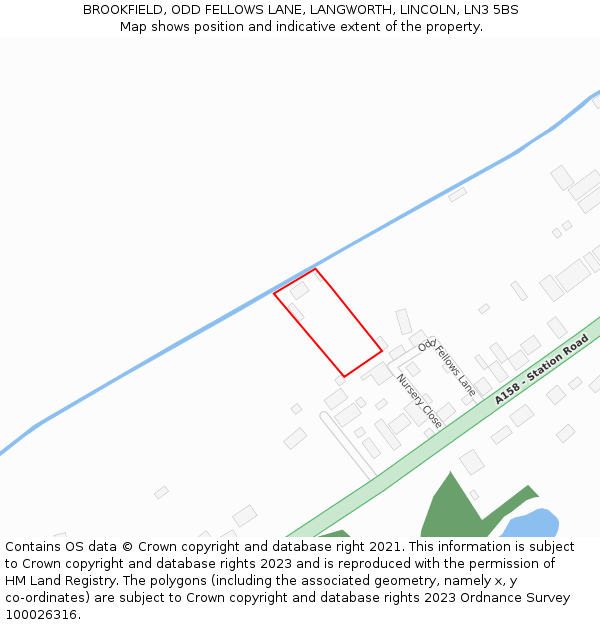 BROOKFIELD, ODD FELLOWS LANE, LANGWORTH, LINCOLN, LN3 5BS: Location map and indicative extent of plot