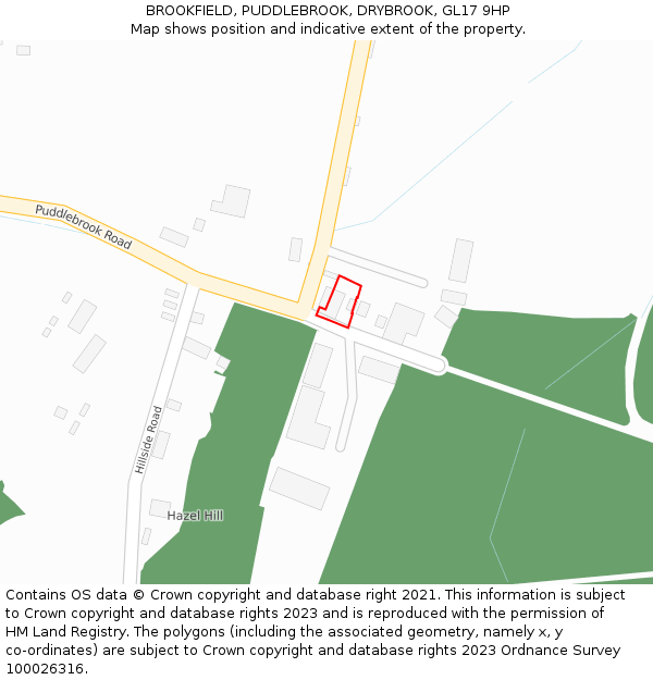 BROOKFIELD, PUDDLEBROOK, DRYBROOK, GL17 9HP: Location map and indicative extent of plot