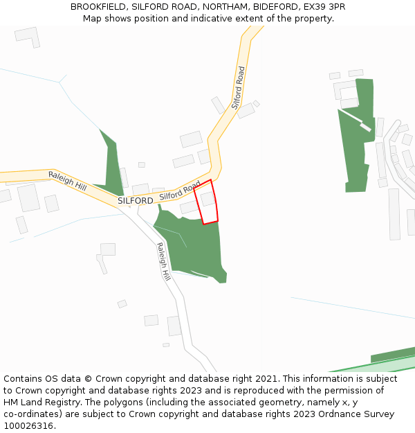 BROOKFIELD, SILFORD ROAD, NORTHAM, BIDEFORD, EX39 3PR: Location map and indicative extent of plot