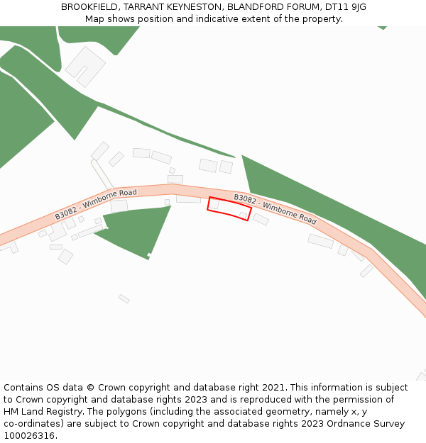 BROOKFIELD, TARRANT KEYNESTON, BLANDFORD FORUM, DT11 9JG: Location map and indicative extent of plot