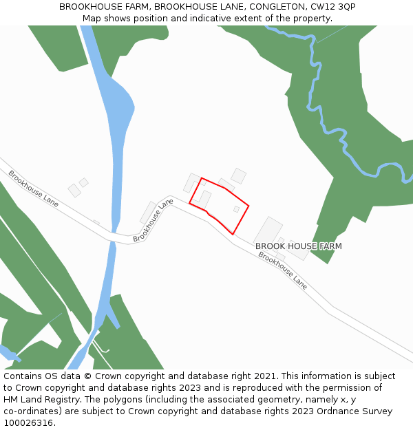 BROOKHOUSE FARM, BROOKHOUSE LANE, CONGLETON, CW12 3QP: Location map and indicative extent of plot