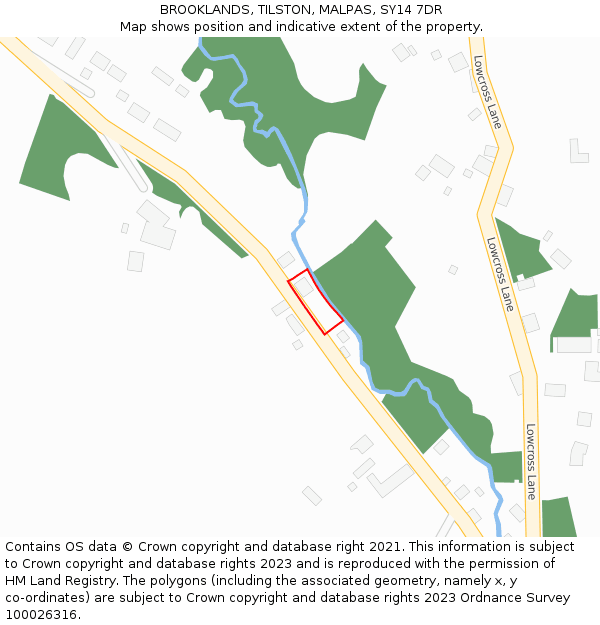 BROOKLANDS, TILSTON, MALPAS, SY14 7DR: Location map and indicative extent of plot