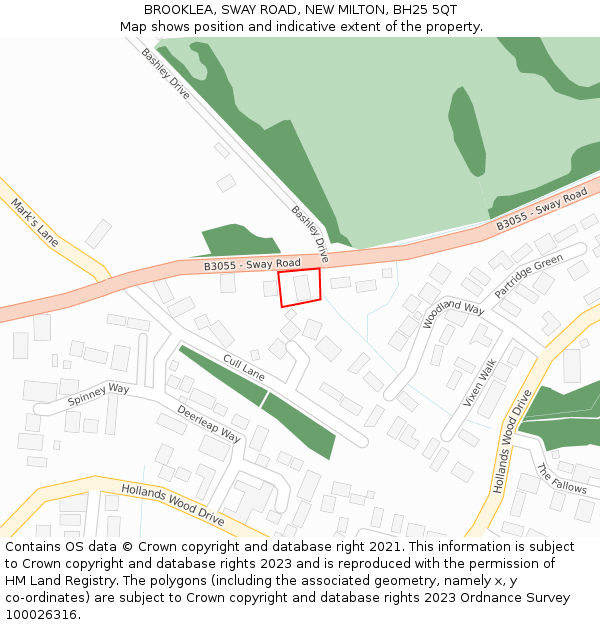 BROOKLEA, SWAY ROAD, NEW MILTON, BH25 5QT: Location map and indicative extent of plot