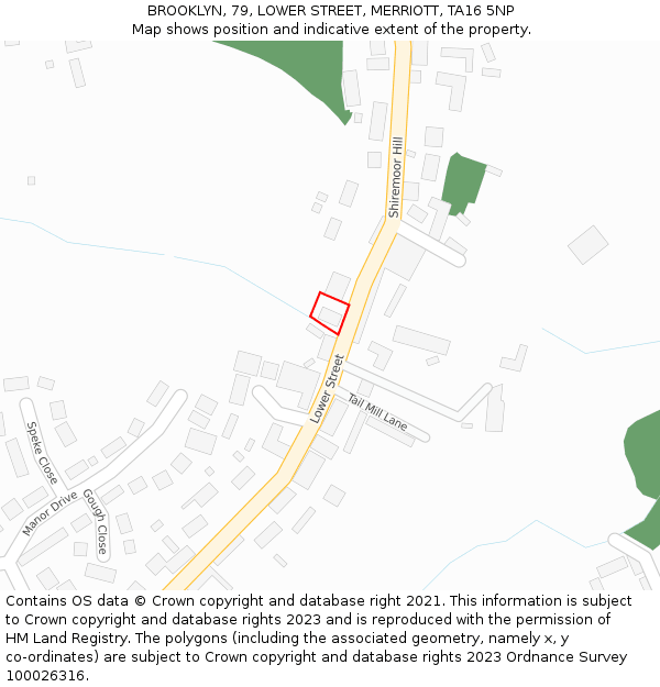 BROOKLYN, 79, LOWER STREET, MERRIOTT, TA16 5NP: Location map and indicative extent of plot