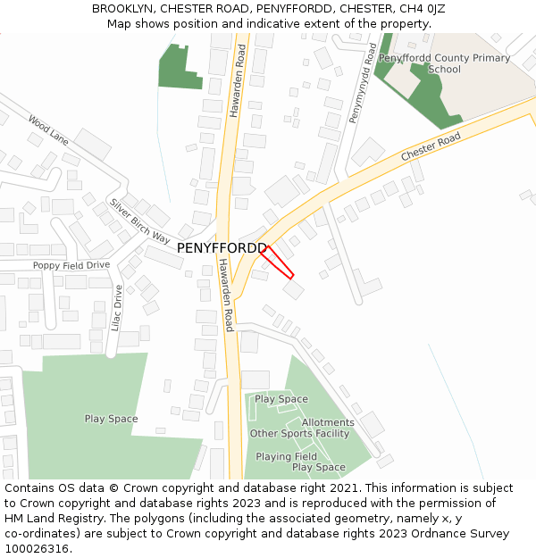 BROOKLYN, CHESTER ROAD, PENYFFORDD, CHESTER, CH4 0JZ: Location map and indicative extent of plot