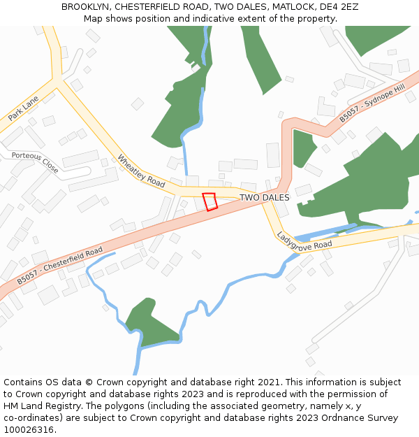 BROOKLYN, CHESTERFIELD ROAD, TWO DALES, MATLOCK, DE4 2EZ: Location map and indicative extent of plot