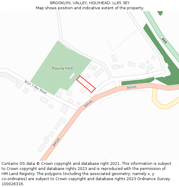 BROOKLYN, VALLEY, HOLYHEAD, LL65 3EY: Location map and indicative extent of plot