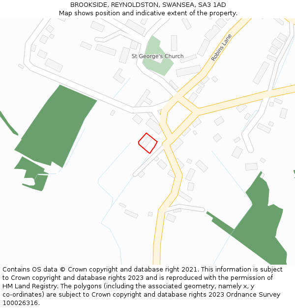 BROOKSIDE, REYNOLDSTON, SWANSEA, SA3 1AD: Location map and indicative extent of plot