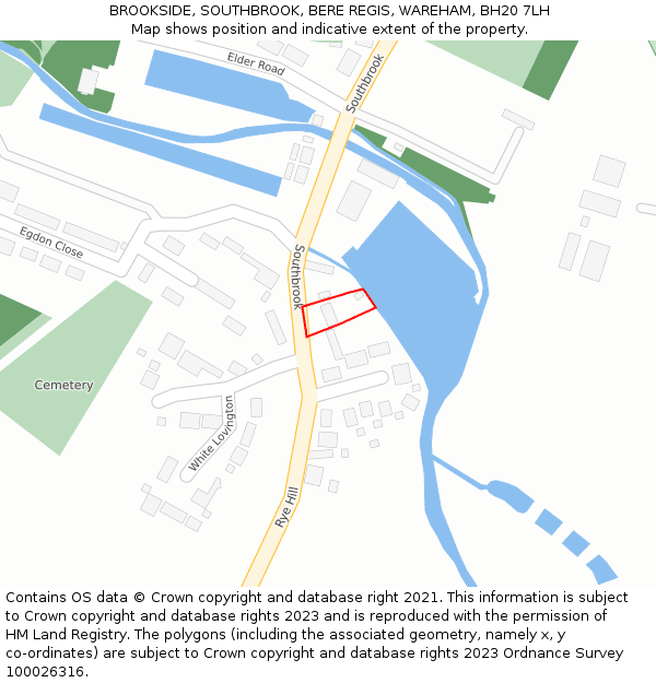 BROOKSIDE, SOUTHBROOK, BERE REGIS, WAREHAM, BH20 7LH: Location map and indicative extent of plot