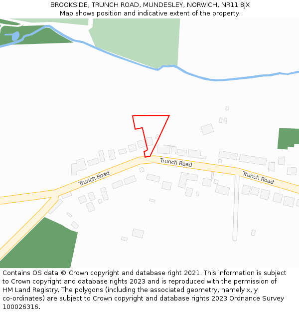 BROOKSIDE, TRUNCH ROAD, MUNDESLEY, NORWICH, NR11 8JX: Location map and indicative extent of plot