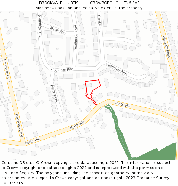 BROOKVALE, HURTIS HILL, CROWBOROUGH, TN6 3AE: Location map and indicative extent of plot