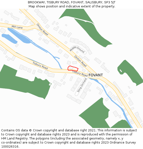 BROOKWAY, TISBURY ROAD, FOVANT, SALISBURY, SP3 5JT: Location map and indicative extent of plot