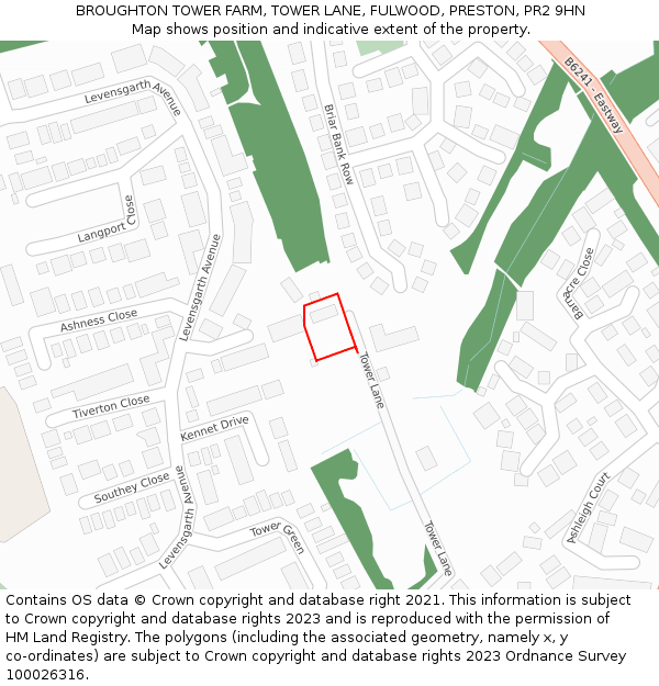 BROUGHTON TOWER FARM, TOWER LANE, FULWOOD, PRESTON, PR2 9HN: Location map and indicative extent of plot