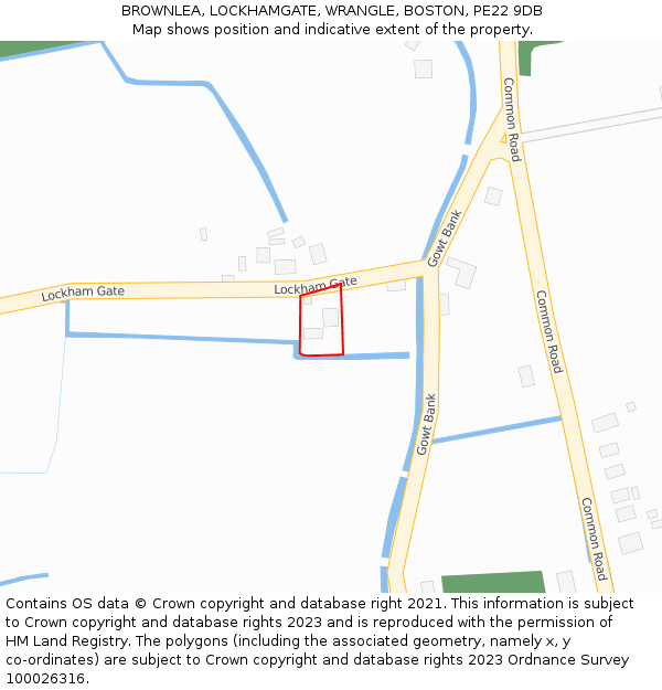 BROWNLEA, LOCKHAMGATE, WRANGLE, BOSTON, PE22 9DB: Location map and indicative extent of plot